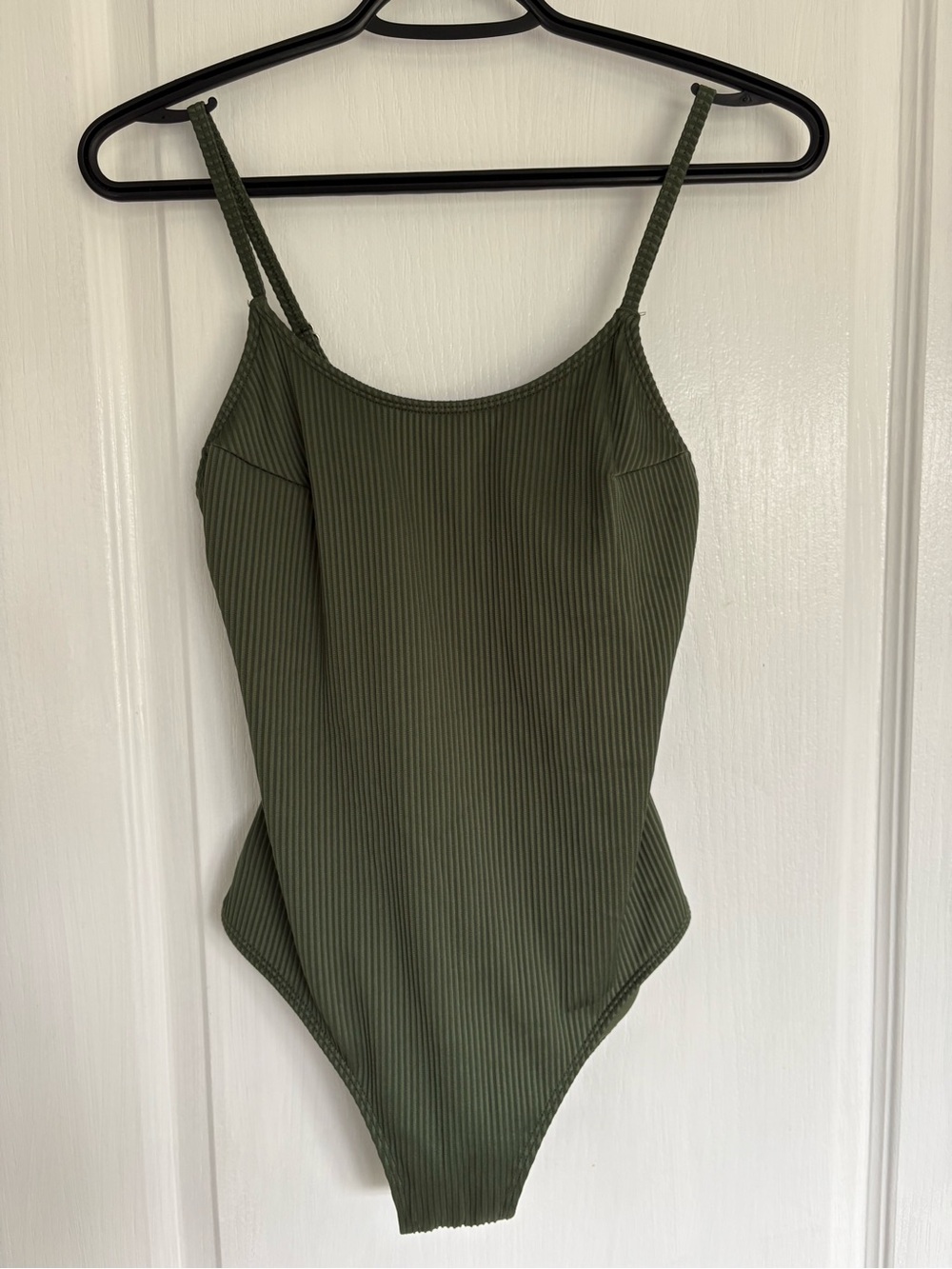 George Olive Green Ribbed Girls One-Piece Swimsuit